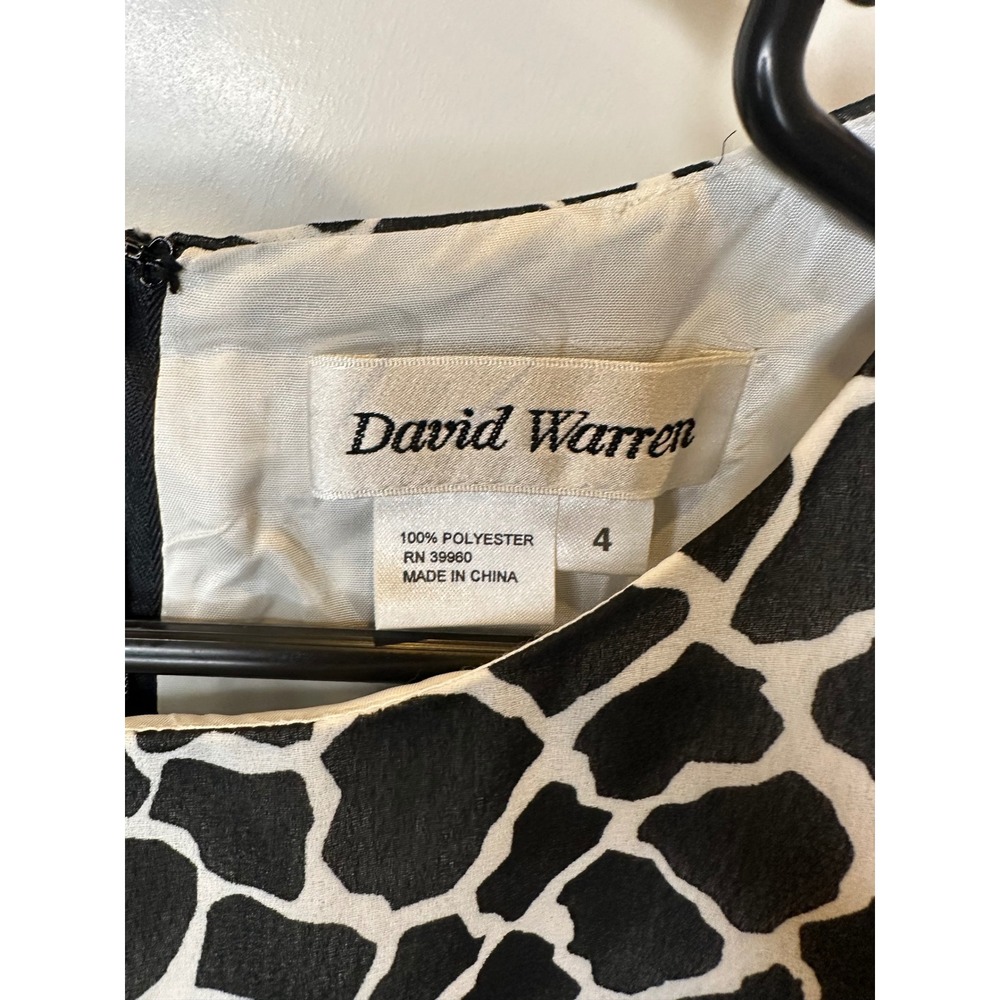 David Warren Womens Giraffe Print Ruched Midi Sheath Dress Black White 4 - Picture 5 of 8